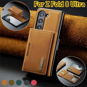 2 in 1 Magnetic Vintage Wallet Cards Slot Leather Cases for Samsung Galaxy Z Fold 8 Ultra 7 6 5 4 3 Shockproof for Magsafe Cover