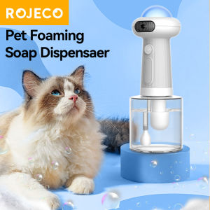 ROJECO Automatic Pet Soap Dispenser Wireless Electric Cat Foaming Machine Dog Cleaning Bath Shampoo Foam Sprayer Pet Supply