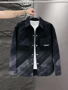 Nam Thời Trang Rộng Rãi Fit Shirt Style Áo Khoác Màu Gradient Rendered Denim Áo Khoác Thời Trang Trẻ Trung Áo Tay Dài Phong Cách Nhật Bản