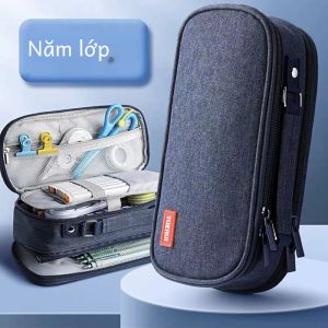 4 Lớp Dung Tích Lớn Đựng Bút Chì Vải Bố Cao Cấp Túi Bảo Quản Sinh Viên Hộp Văn Phòng Phẩm Cho Trường Học & Vật Dụng Văn Phòng