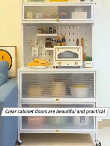 Rak Dapur Kitchen Storage Rack Multifunction With Door Wheels Rack Microwave Oven Cabinet Kitchen Storage Racks