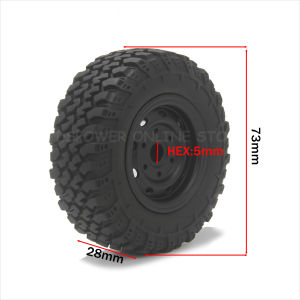 4PCS 73mm 5mm Hex Metal Wheel Hub Rubber Tires for RC Crawler Off Road Car MN98 MN82 WPL C24-1 B36 D12 C64 D74-1 Upgrade Parts