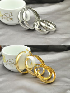 Fashionable Gold And Silver Plated Wide Face Circle Earrings Clip Ons for Women No Piercing Required Elegant Jewelry Accessories