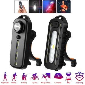 LED Red Blue Shoulder Worklight Police Flashlight Vest with Clamp USB Charging Lantern Rechargeable Flashlight Running Outdoor
