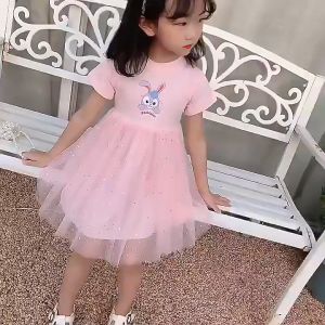 EASY WEARHOUSE Girls Cute Bunny StellaLou Cotton Dress Baju Raya 2024
