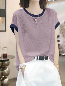 V.C.I | Color Blocking Bamboo Ice Silk New Design Flutter Sleeve Womens T-Shirt