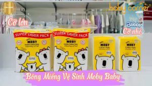 [HSD: T2/2026] Bông Miếng Cỡ Nhỏ Moby Baby Cotton Pads Gói 100 Miếng Từ Sơ Sinh