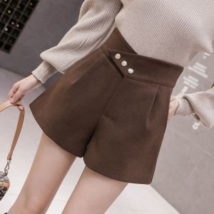 Black Woolen High Waist Wide Leg Pants Womens Fashionable Autumn Winter New Style Korean Version Short Boots Trousers