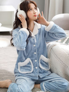 JIALEFEN | Warm Thick Plush Flannel Pajama Set