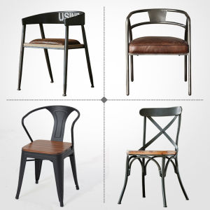American Rural Style Solid Wood Restaurant Chairs Bar Chairs Personality Coffee Shop Chairs Iron Art Creative Fashion Chairs