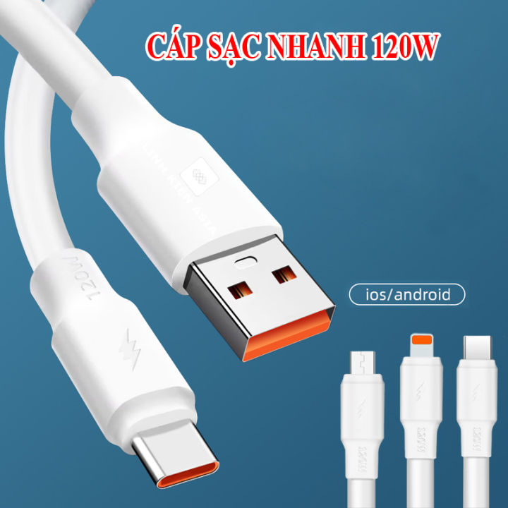 Dây cáp sạc 120W sạc nhanh, truyền dữ liệu dây to tương thích với nhiều ...