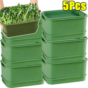 5Sets Sprouts Growing Tray / Soilless Cultivation Nursery Trays / Gardening Sprout Tray with Lid / Net Bottom Hydroponics Seed Germination Tray
