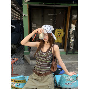 Back Beautifying Striped Padded Sleeveless Cropped Tank Top
