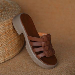 New Chinese Slippers Women's Summer Fashion Wear Retro Woven Sandals Soft Bottom Casual Flip-Flops Women