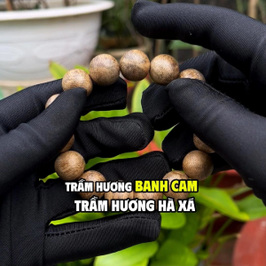 Vòng tay trầm hương tròn đơn banh cam cao cấp tự nhiên đeo tay nam nữ Trầm Hương Hà Xá