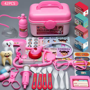 42PCS Childrens Doctor Toy Girl Simulation Home Puzzle Set Kindergarten Stethoscope Nurse Injection Teeth Doctor Playing Toy