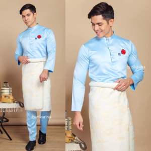 BAJU MELAYU SLIM FIT BIRU LEMBUT BABY BLUE PREMIUM EDITION