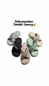 SANDAL BARA BARA WANITA SELOP SILANG RANTAI PERMATA TERBARU 2023 / SANDAL JELLY WANITA KOREAN STYLE