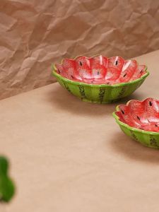 YOGEHOME | Hand-painted Watermelon Petal Design Aesthetic Ceramic Plate