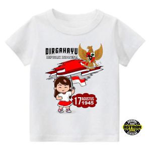 Kaos Anak Kemerdekaan Dirgahayu  Motif Cewe/Lengan Panjang dan Lengan Pendek/Usia 1-14 Tahun/Catton Combed 30s/Couple Dewasa
