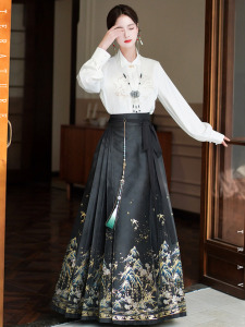 Slimming Large Size Womens Hanfu Set Traditional Ming Dynasty Style Horse Tailed Skirt Daily Commute Suitable Han Elements