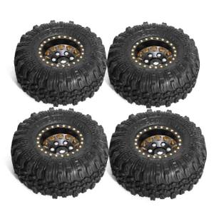 ONEVAN | 4PCS 1.0" Brass Metal RC Crawler Wheels & Tires for 1/18 RC Crawler TRX4M SCX24 Ascent-18 Axial SCX24 AX24 FCX24 Upgrade Parts