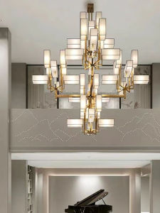 New Chinese Style Chandelier Large Pendant Light Living Room Lamp Designer High Ceiling Double Story Villa Hotel Loft Lighting