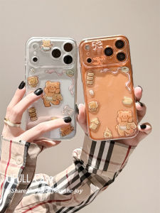 UFULL Cute Cartoon Bear Sticker Phone Case Transparent Anti-Fall Soft Shell for 17Promax 16Pro New 13 Korean Style Womens Model