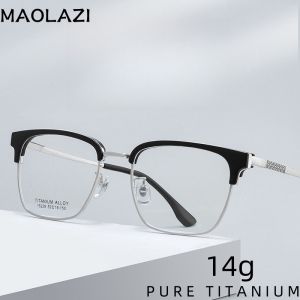 MAOLAZI Luxury Fashion Glasses Retro Pure Titanium Comfortable Eyewear Business Prescription Eyeglasses Frame Men Women X15229T