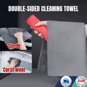 🇸🇬Thicken Soft Microfiber Car Towel/Double-sided Suede Coral Velvet/ Super Absorbent Car Drying Towel/Household Automobile Washin Auto Car