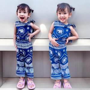 Oxy shop🔺งานใหม่ชุดเซตเด็ก(2 ชิ้น) สายเดี่ยวเบี่ยงผูกโบว์น่ารัก กางเกงขาม้า น่ารักมาก