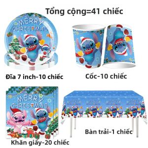 Bộ Đồ Dùng Giấy Dùng Một Lần Trang Trí Tiệc Giáng Sinh Disney Lilo Và Stitch Với Đĩa Và Cốc Làm Quà Tặng Cho Lễ Giáng Sinh Và Tiệc Chào Đón Em Bé