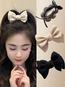 Full Diamond Bun Grip Fancy Barrettes Back Head Female Updo Gadget Clip Hairware Flocking Bow Hair