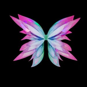 Princess Dress Set with Luminous Butterfly Wings Back Decor Angel Fairy Girls Festival Gift Glowing Toys for Girls under 14