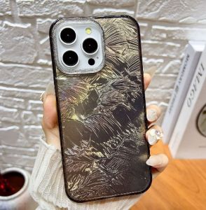 Kisscase vỏ điện thoại hoa văn hình lá thông sang trọng cho Iphone 15 14 13 12 Pro Max Laser long lanh bao gồm tất cả TPU + Acrylic chống rơi Chống Sốc Ốp lưng cho iPhone 15 14 13 12