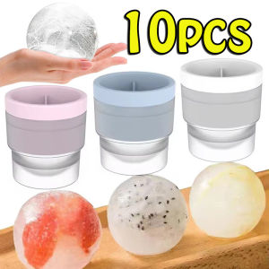 10pcs Large Ice Ball Mold / Silicone Whiskey Ice Maker for Cocktails / Durable Round Ice Cube Tray / Home Bar Accessories Ice Mold / Hockey Puck Making Tray