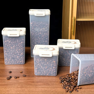 Plastic Coffee Bean Storage Jar Transparent Airtight Tank With Handle Moisture-proof Food Container Kitchen Storage Organizer ﻿