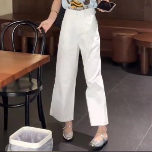 Shalldoer | Summer Chic High Waist Wide Leg Pants Short Sleeve Casual Two Piece Set Fashionable Cartoon Print Top And High Waist Pants