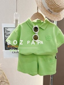 Boys Summer Casual Wear Short Sleeve Polo Shirt Set Stylish Childrens Clothing Thin Two-Piece Suit for Active Boys