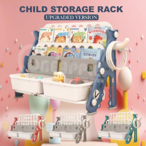 Multiple Sizes Shark Design Child Storage Rack - Children Storage Toy Rack Bins - Child Utility Bookshelf Storage - Upgraded Version - All Rounded Corner - Durable and Stable Design - High Grade PP Material - Blue, Red, Green, Grey