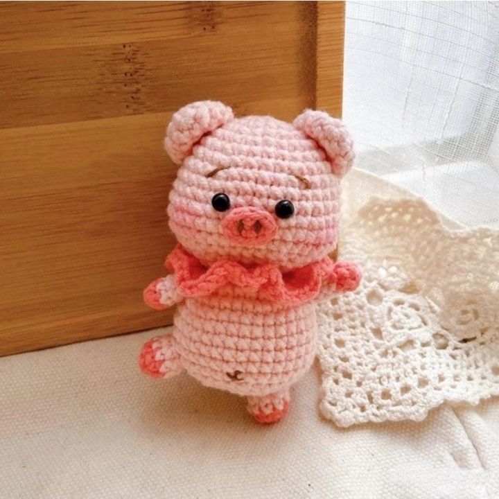 móc khoá len tự đan hình Con heo đáng yêu, cute dùng treo ba lô , treo cặp sách, túi | Lazada Việt Nam