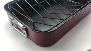 Turkey RoasterPan Non-Stick Roast Chicken Plate with Handle with Bracket V Shaped Turkey Baking Pan