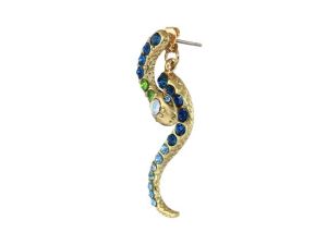 Betsey Johnson Pave Crystal Snake Front & Back Linear Earrings