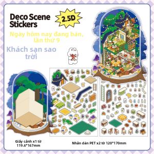Nhãn Dán Trang Trí Cảnh Quan 3D Mini Dễ Thương