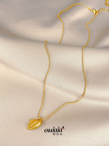 Fashionable Titanium Steel Necklace for Women Irregular Brick Design Simple Elegance Love Pendant Geometric Pattern round Bead Chain