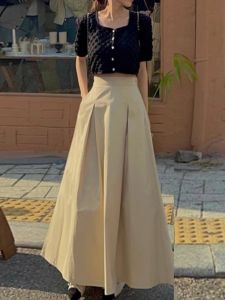 High Waist A-Line Long Skirt Womens Summer New Style French Vintage Design Sensation Slimming Umbrella Skirt Korean Style