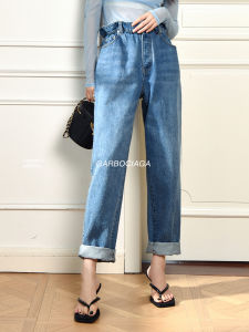 High Waist Straight Leg Jeans Cotton Denim High Waist Floral Wash Slimming Jeans Dragon Happiness Miu Fashionable Blue Jeans
