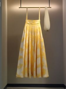 Lemon Yellow plus Size Womens Skirt Elegant Slimming Half-length Pleated Midi Skirt Spring Summer New Style Chinese Style