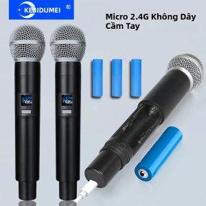 Micro Cầm Tay Không Dây 2.4G 2 Kênh UHF Sạc Cho Karaoke Trực Tiếp Tiệc Cưới Họp-Bộ Micro Năng Động