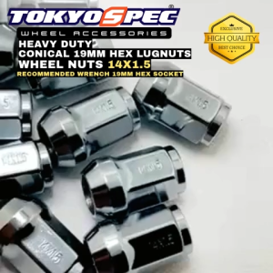 TOKYOSPEC CONICAL 19mm Hex Lugnuts/ Wheel nuts 14 X1.5 Set of 12PCS 24PCS CHROME